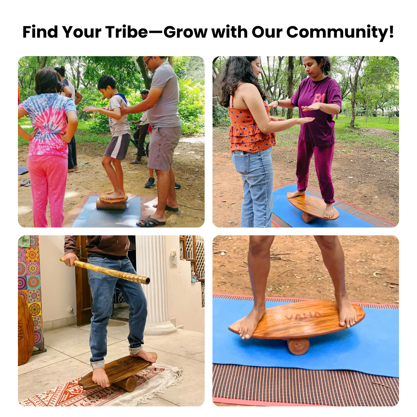 VAHA Classic 101 Roller Balance Board With Adjustable Stoppers