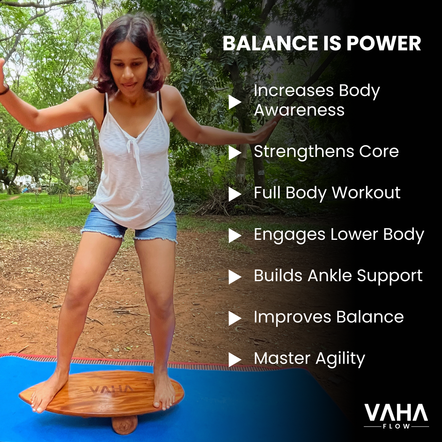 VAHA Classic 101 Roller Balance Board With Adjustable Stoppers